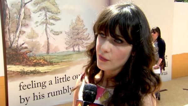 Zooey Deschanel talks to OnTheRedCarpet.com at the Hollywood premiere of 'Winnie the Pooh.'