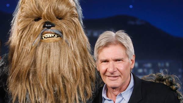 Harrison Ford and Chewbacca appear on Jimmy Kimmel Live on July 26, 2011. - Provided courtesy of ABC Harrison Ford and Chewbacca appear on Jimmy Kimmel Live on July 26, 2011. - Provided courtesy of ABC