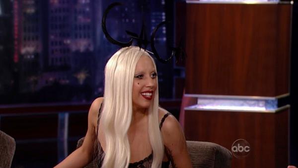 Lady Gaga talks before her performance on the ABC late-night talk show 'Jimmy Kimmel Live!' on Thursday July 28, 2011.
