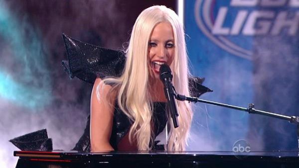 Lady Gaga performs on the ABC late-night talk show 'Jimmy Kimmel Live!' on Thursday July 28, 2011.