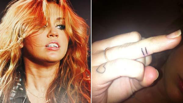 Singer Miley Cyrus arrives in a photo from her official Twitter page taken on July 28. Right: The tattoo Cyrus posted on Twitter. - Provided courtesy of http://t.co/g05QXfy Singer Miley Cyrus arrives in a photo from her official Twitter page taken on July 28. Right: The tattoo Cyrus posted on Twitter. - Provided courtesy of http://t.co/g05QXfy