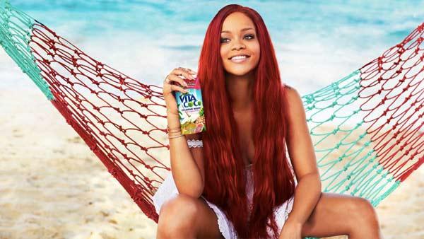 Rihanna appears in a 2011 advertisement for Vita Coco coconut water. - Provided courtesy of Vita Coco Rihanna appears in a 2011 advertisement for Vita Coco coconut water. - Provided courtesy of Vita Coco