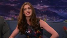 Anne Hathaway raps on Conan on an episode that aired on Aug. 16, 2011. - Provided courtesy of TBS
