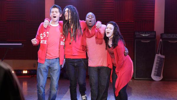 The Glee Project contestants Damian, Alex, Samuel and Lindsay appear in a promotional photo for the series. - Provided courtesy of Oxygen The Glee Project contestants Damian, Alex, Samuel and Lindsay appear in a promotional photo for the series. - Provided courtesy of Oxygen