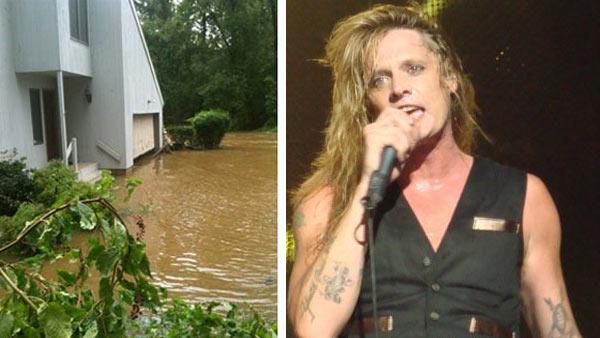 Sebastian Bach posted on his Facebook page this photo of his New Jersey home days after it was destroyed by Hurrican Irene in late August 2011. / Sebastian Bach appears in concert in this photo posted on his Facebook page in December 2010. - Provided courtesy of facebook.com/sebastianbach