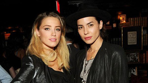Amber Heard and Tasya van Ree attend the MercedesBenz Fashion Week Spring