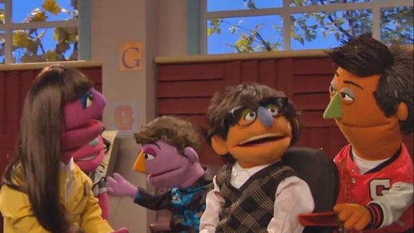 A scene from the Glee parody featured on Sesame Street. - Provided courtesy of Sesame Workshop / PBS A scene from the Glee parody featured on Sesame Street. - Provided courtesy of Sesame Workshop / PBS