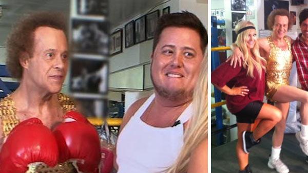 Richard Simmons appears alongside Chaz Bono and Lacey Schwimmer on Dancing With The Stars on Oct. 10, 2011. / Lacey Schwimmer Tweeted this photo of herself with Richard Simmons on Oct. 8, 2011. - Provided courtesy of ABC / twitpic.com/6x4euw Richard Simmons appears alongside Chaz Bono and Lacey Schwimmer on Dancing With The Stars on Oct. 10, 2011. / Lacey Schwimmer Tweeted this photo of herself with Richard Simmons on Oct. 8, 2011. - Provided courtesy of ABC / twitpic.com/6x4euw
