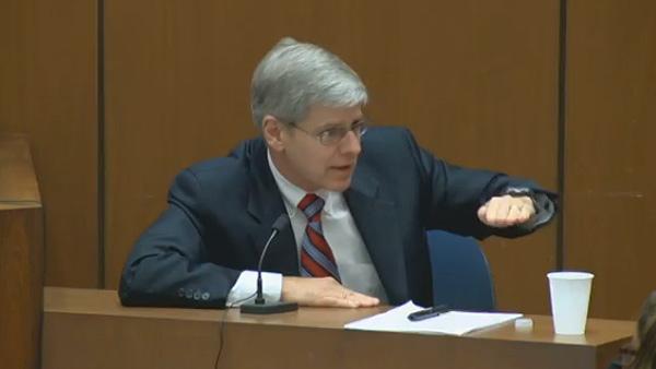 Dr. Steven Shafer, a propofol expert, testifies at the involuntary manslaughter trial of Conrad Murray in downtown Los Angeles on Thursday, Oct. 13, 2011.