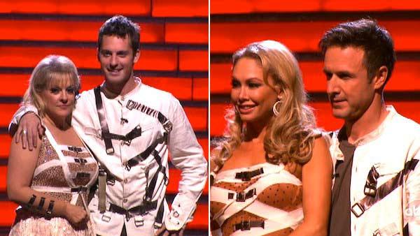 Television host Nancy Grace and her partner Tristan Macmanus, Actor David Arquette and his partner Kym Johnson await possible elimination on Dancing With The Stars: The Result Show on Tuesday, November 1, 2011. - Provided courtesy of ABC Television host Nancy Grace and her partner Tristan Macmanus, Actor David Arquette and his partner Kym Johnson await possible elimination on Dancing With The Stars: The Result Show on Tuesday, November 1, 2011. - Provided courtesy of ABC