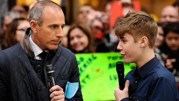 Justin Bieber and Matt Lauer appear on the Today show on November 4, 2011. - Provided courtesy of NBC / Peter Kramer Justin Bieber and Matt Lauer appear on the Today show on November 4, 2011. - Provided courtesy of NBC / Peter Kramer