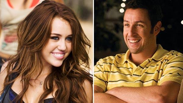 Miley Cyrus appears in a scene from the 2009 music video Party in the U.S.A. / Adam Sandler appears in a still from the 2009 film, Funny People. - Provided courtesy of Hollywood Records / Universal Pictures Miley Cyrus appears in a scene from the 2009 music video Party in the U.S.A. / Adam Sandler appears in a still from the 2009 film, Funny People. - Provided courtesy of Hollywood Records / Universal Pictures