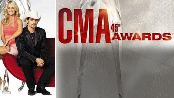 Brad Paisley and Carrie Underwood appear in a promotional photo for the 2011 CMA Awards. - Provided courtesy of Country Music Association Brad Paisley and Carrie Underwood appear in a promotional photo for the 2011 CMA Awards. - Provided courtesy of Country Music Association