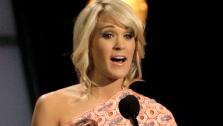 Hostess Carrie Underwood speaks onstage during the 45th Annual CMA Awards in Nashville, Tenn., on Wednesday, Nov. 9, 2011. - Provided courtesy of AP / Mark Humphrey