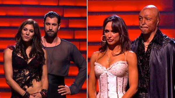U.S. soccer star Hope Solo and her partner Maksim Chmerkovskiy, All My Children actor and Iraq War veteran J.R. Martinez and his partner Karina Smirnoff await possible elimination on Dancing With The Stars: The Result Show on Nov. 15, 2011. - Provided courtesy of ABC U.S. soccer star Hope Solo and her partner Maksim Chmerkovskiy, All My Children actor and Iraq War veteran J.R. Martinez and his partner Karina Smirnoff await possible elimination on Dancing With The Stars: The Result Show on Nov. 15, 2011. - Provided courtesy of ABC