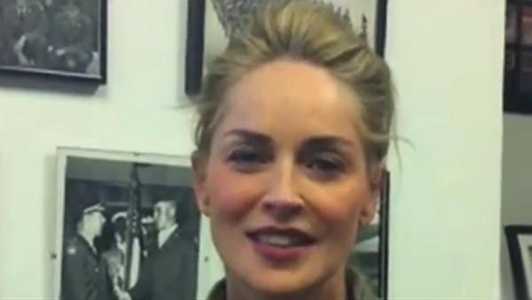 Sharon Stone appears in a YouTube video. - Provided courtesy of youtube.com Sharon Stone appears in a YouTube video. - Provided courtesy of youtube.com