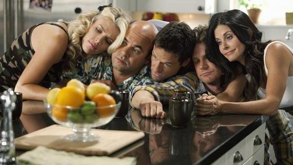 Courteney Cox, Josh Hopkins, Busy Philipps, Ian Gomez and Brian Van Holt appear in a still from Cougar Town. - Provided courtesy of ABC / Adam Rose Courteney Cox, Josh Hopkins, Busy Philipps, Ian Gomez and Brian Van Holt appear in a still from Cougar Town. - Provided courtesy of ABC / Adam Rose
