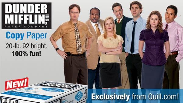Dunder Mifflin copy paper, inspired by The Office, was offered for sale on Quill.com on Nov. 29, 2011. This is the photo that appeared on the website. - Provided courtesy of Quill.com Dunder Mifflin copy paper, inspired by The Office, was offered for sale on Quill.com on Nov. 29, 2011. This is the photo that appeared on the website. - Provided courtesy of Quill.com