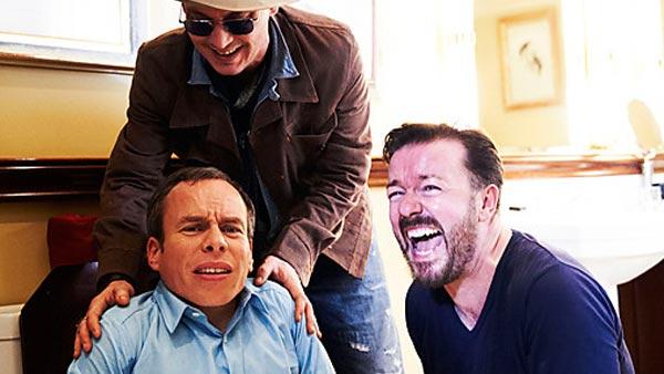 Johnny Depp (top), Warwick Davis (left) and Ricky Gervais appear in a promotional photo for the show Lifes Too Short. - Provided courtesy of BBC Johnny Depp (top), Warwick Davis (left) and Ricky Gervais appear in a promotional photo for the show Lifes Too Short. - Provided courtesy of BBC