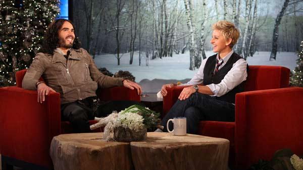 Russell Brand appears on the December 2, 2011 episode of The Ellen DeGeneres Show. - Provided courtesy of WB Television Russell Brand appears on the December 2, 2011 episode of The Ellen DeGeneres Show. - Provided courtesy of WB Television