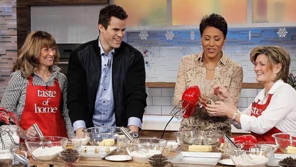 NBA star Kris Humphries and his mom Debra Humphries visit ABCs Good Morning America on Dec. 9, 2011, following Kim Kardashians divorce filing, and bake holiday cookies with Taste of Home editor-in-chief Catherine Cassidy - Provided courtesy of ABC / Lou Rocco NBA star Kris Humphries and his mom Debra Humphries visit ABCs Good Morning America on Dec. 9, 2011, following Kim Kardashians divorce filing, and bake holiday cookies with Taste of Home editor-in-chief Catherine Cassidy - Provided courtesy of ABC / Lou Rocco