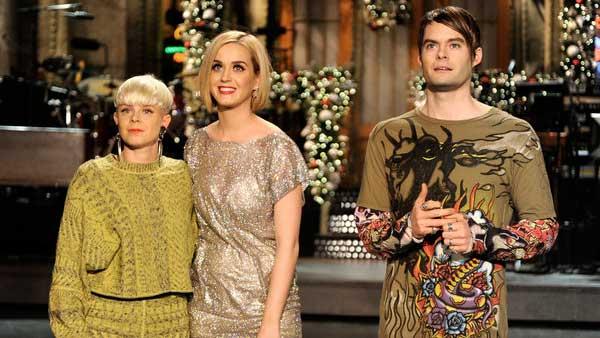 Katy Perry, Robyn and Bill Hader appear in a promotional photo for the December 10 episode of Saturday Night Live. - Provided courtesy of NBC / Dana Edelson Katy Perry, Robyn and Bill Hader appear in a promotional photo for the December 10 episode of Saturday Night Live. - Provided courtesy of NBC / Dana Edelson