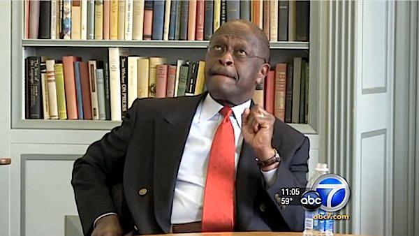 Herman Cain appears in November 2011 in a segment that aired on ABC News.