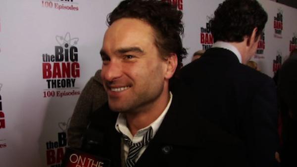 Johnny Galecki talks to OnTheRedCarpet.com on Dec. 15, 2011 at a Los Angeles party to celebrate the 100th episode of CBS series 'The Big Bang Theory.'