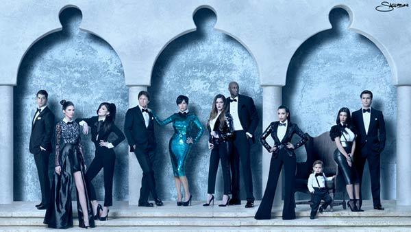 The Kardashian family appears in their 2011 Christmas card. - Provided courtesy of Nick Saglimbeni / kimkardashian.celebuzz.com