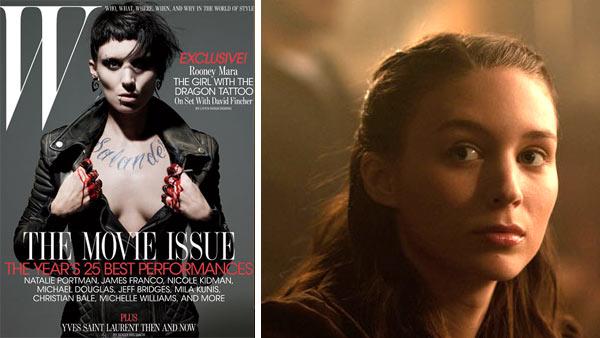 Rooney Mara appears on the cover of W magazine's February 2011 issue. / Rooney Mara appears in a scene from the 2010 movie 'The Social Network.'
