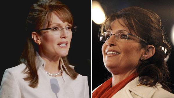 Julianne Moore appears in a still from the 2012 film, Game Change. / Sarah Palin appears in an undated photo posted on her Facebook page on September 4, 2009. - Provided courtesy of HBO / facebook.com/sarahpalin Julianne Moore appears in a still from the 2012 film, Game Change. / Sarah Palin appears in an undated photo posted on her Facebook page on September 4, 2009. - Provided courtesy of HBO / facebook.com/sarahpalin