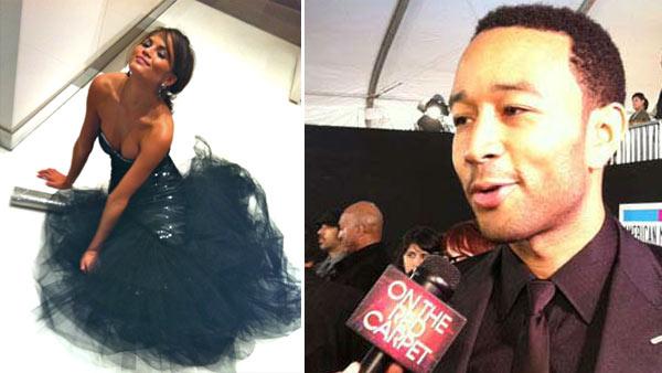 Chrissy Teigen appears in a photo posted on her Twitter page. / John Legend talks to On The Red Carpet's George Pennachio at the 2011 American Music Awards on Nov. 20, 2011.