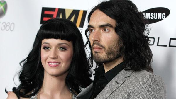 Singer Katy Perry, left, and actor Russell Brand arrive at the EMI Grammy party in Los Angeles on Sunday, Jan. 31, 2010. - Provided courtesy of AP / Dan Steinberg Singer Katy Perry, left, and actor Russell Brand arrive at the EMI Grammy party in Los Angeles on Sunday, Jan. 31, 2010. - Provided courtesy of AP / Dan Steinberg