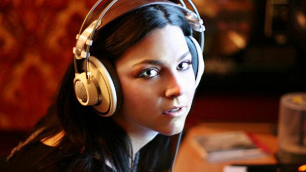 Amy Lee of Evanescence is seen in a recording studio in this photo posted on the rock group's website in 2011.