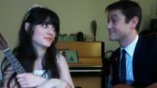 Zooey Deschanel and Joseph Gordon-Levitt appear in a scene from their December 2011 video What Are You Doing New Years Eve? that Deschanel posted on her official website. - Provided courtesy of OTRC / hellogiggles.com/