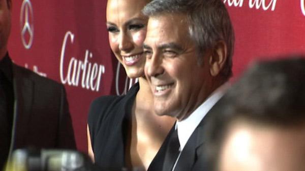 George Clooney and girlfriend Stacy Keibler, a former WWE star, appear at the Palm Springs International Film Festival on Jan. 7, 2012.
