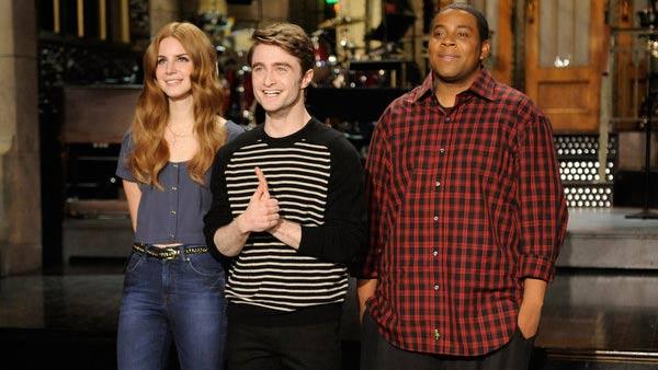 Lana Del Ray, Daniel Radcliffe and Kenan Thompson appear in a still from the January 14 episode of Saturday Night Live. - Provided courtesy of NBC / Dana Edelson Lana Del Ray, Daniel Radcliffe and Kenan Thompson appear in a still from the January 14 episode of Saturday Night Live. - Provided courtesy of NBC / Dana Edelson