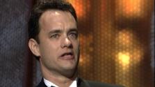 Tom Hanks appears in a photo from the Academy Awards during his unforgettable speech when he recieved an award for Philadelphia. - Provided courtesy of Academy Awards / OTRC Videos