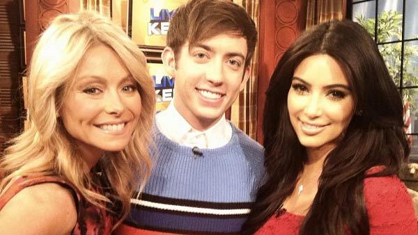 Kim Kardashian, Kelly Ripa, Kevin McHale appear in a Twitter photo taken on January 23. - Provided courtesy of Twitter.com/LiveKelly Kim Kardashian, Kelly Ripa, Kevin McHale appear in a Twitter photo taken on January 23. - Provided courtesy of Twitter.com/LiveKelly