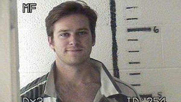 Armie Hammer appears in a mug shot taken by the Hudspeth County Sheriffs Office after his November 2011 arrest for drug possession. - Provided courtesy of Hudspeth County Sheriffs Office Armie Hammer appears in a mug shot taken by the Hudspeth County Sheriffs Office after his November 2011 arrest for drug possession. - Provided courtesy of Hudspeth County Sheriffs Office