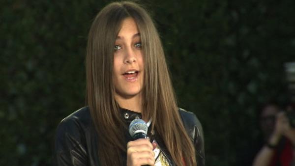Paris Jackson appears on stage at her father Michael Jackson's hand and footprint ceremony at the Grauman's Chinese Theatre on Jan. 26, 2012.