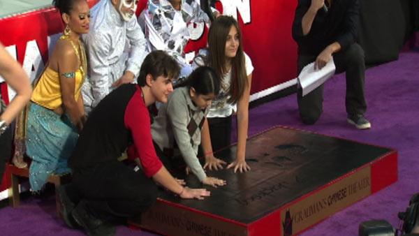 Michael Jacksons children Prince (left), Blanket (middle) and Paris place their hands in cement along an imprint of their fathers sequined globe and dance shoes at a ceremony at the Graumans Chinese Theatre on Jan. 26, 2012. - Provided courtesy of OTRC Michael Jacksons children Prince (left), Blanket (middle) and Paris place their hands in cement along an imprint of their fathers sequined globe and dance shoes at a ceremony at the Graumans Chinese Theatre on Jan. 26, 2012. - Provided courtesy of OTRC