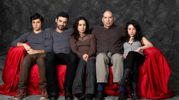 From left: Raviv Ullman, Morgan Spector, Janeane Garofalo, Daniel Oreskes, and Sarah Steele appear in a promotional photo for the 2012 Off Broadway play, Russian Transport. - Provided courtesy of The New Group / facebook.com/pages/The-New-Group