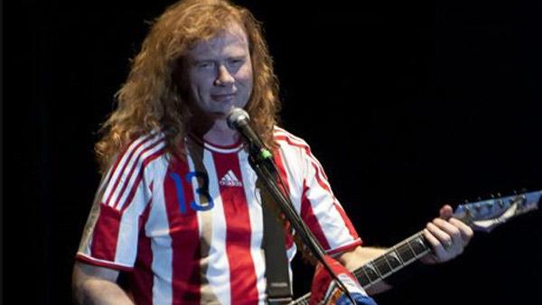Dave Mustaine appears on stage at a concert in Asuncion, Paraguay on Nov. 27, 2011, as seen in this photo posted on his Facebook page.