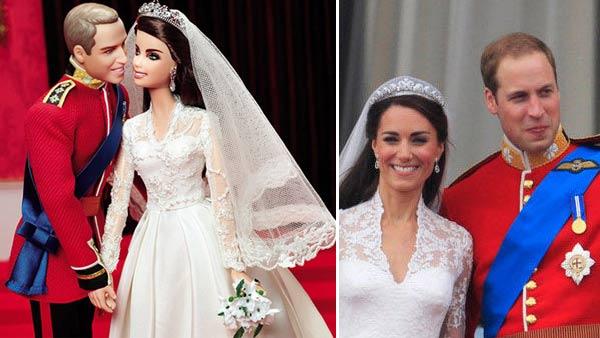 The Prince William and Kate Middleton Barbie dolls. / Britains Prince William waves with his wife Kate, Duchess of Cambridge, on the balcony of Buckingham Palace after the Royal Wedding in London Friday, April, 29, 2011. - Provided courtesy of Mattel / AP / Matt Dunham The Prince William and Kate Middleton Barbie dolls. / Britains Prince William waves with his wife Kate, Duchess of Cambridge, on the balcony of Buckingham Palace after the Royal Wedding in London Friday, April, 29, 2011. - Provided courtesy of Mattel / AP / Matt Dunham