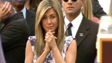 Jennifer Aniston looks at the crowd before receiving a star on the Hollywood Walk of Fame on Feb. 22, 2012. - Provided courtesy of OTRC