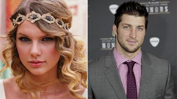 Taylor Swift appears in an undated photo from her official website, TaylorSwift.com. / Denver Broncos Tim Tebow arrives at the inaugural NFL Honors show Saturday, Feb. 4, 2012, in Indianapolis. - Provided courtesy of TaylorSwift.com / AP / David Stluka Taylor Swift appears in an undated photo from her official website, TaylorSwift.com. / Denver Broncos Tim Tebow arrives at the inaugural NFL Honors show Saturday, Feb. 4, 2012, in Indianapolis. - Provided courtesy of TaylorSwift.com / AP / David Stluka
