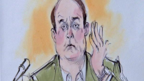Marc Cherry appears inside a Los Angeles court during a trial for Nicollette Sheridan's 'Desperate Housewives' wrongful termination case, as seen in this sketch released on March 5, 2012.