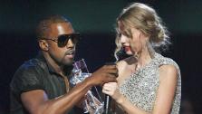 In this Sept. 13, 2009 file photo, singer Kanye West takes the microphone from singer Taylor Swift as she accepts the Best Female Video award during the MTV Video Music Awards in New York. - Provided courtesy of Jason DeCrow