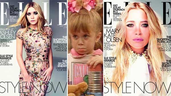 (Right and left) Ashley Olsen and Mary-Kate Olsen appear on dual covers of Elle UKs April 2012 issue. (Middle) Michelle Tanner, played by Ashley and Mary-Kate Olsen, appears in a scene from Full House. - Provided courtesy of Elle UK / Jeff Franklin Productions / Warner Bros. Television (Right and left) Ashley Olsen and Mary-Kate Olsen appear on dual covers of Elle UKs April 2012 issue. (Middle) Michelle Tanner, played by Ashley and Mary-Kate Olsen, appears in a scene from Full House. - Provided courtesy of Elle UK / Jeff Franklin Productions / Warner Bros. Television